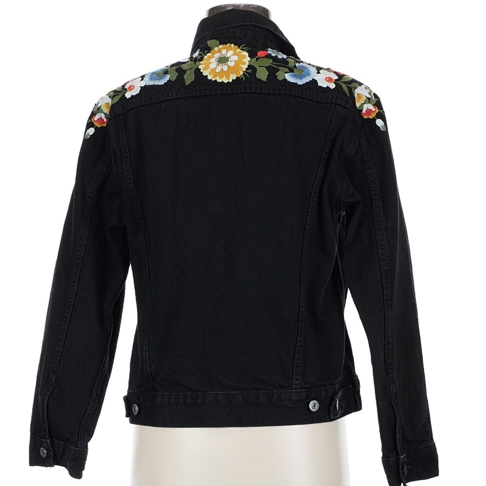 Levi's Black Denim Jacket with Floral Embroidery - Picture 2 of 8